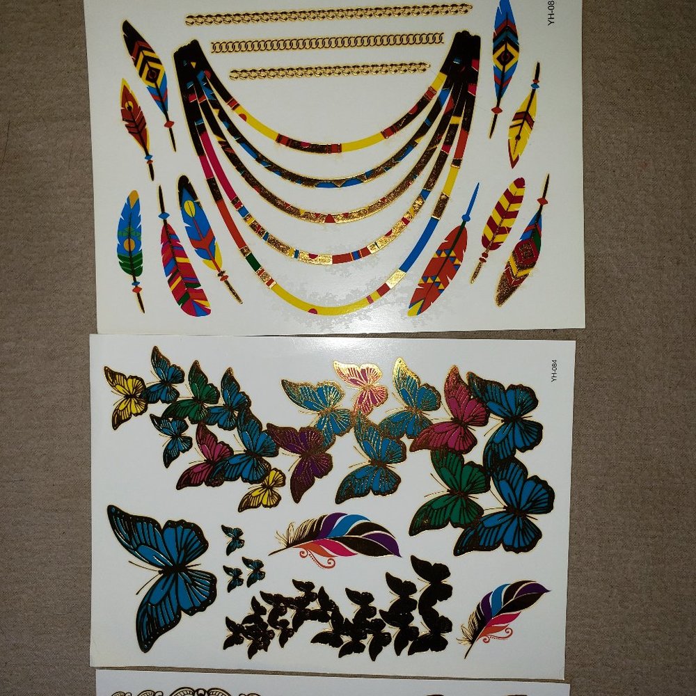 3 sheets Golden Silver Temporary Tattoo - Picture 5 of 15
